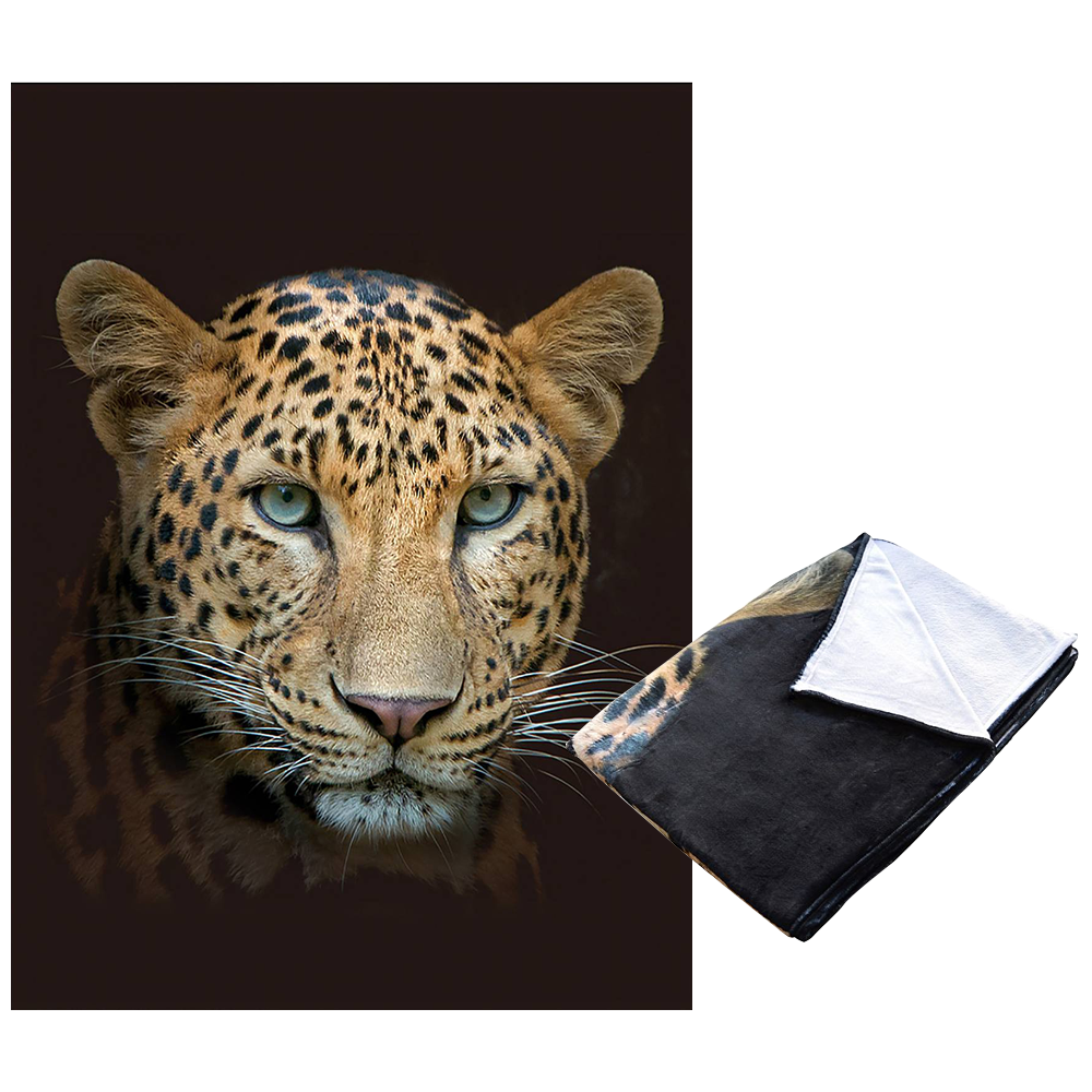 Hochwertige Flausch Wohndecke LEOPARD ca. 150 x 200 cm