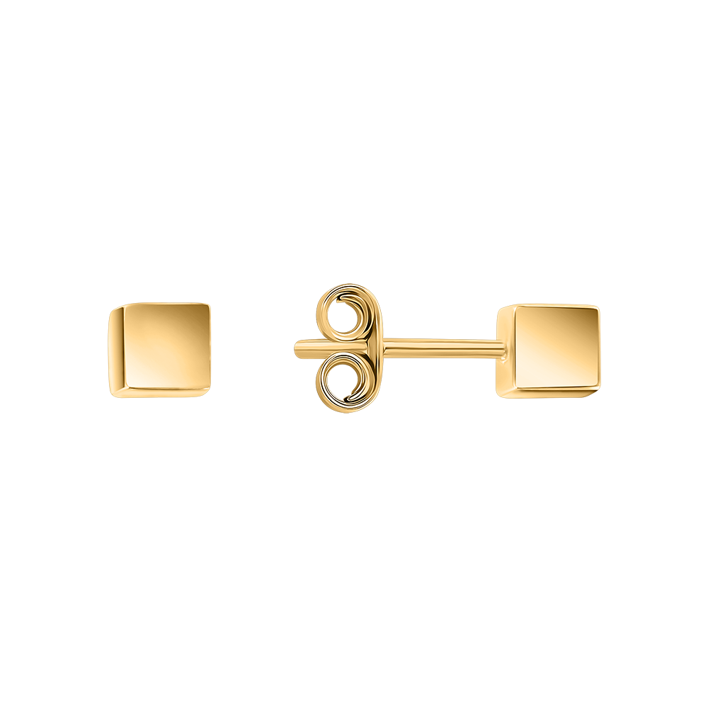 Attraktive quadratische Ohrstecker, Gelbgold 585, Größe ca. 4x4 mm