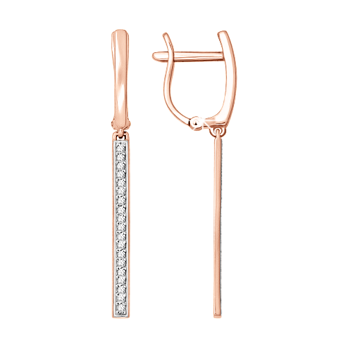 Elegante Ohrhänger aus 585 Rotgold mit Zirkonia-Pfad, Höhe ca. 39 mm