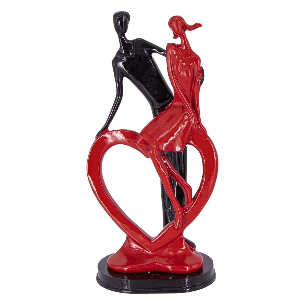 Kunstvolle Statuette eines Liebespaares mit Herzmotiv, 31 x 13 cm