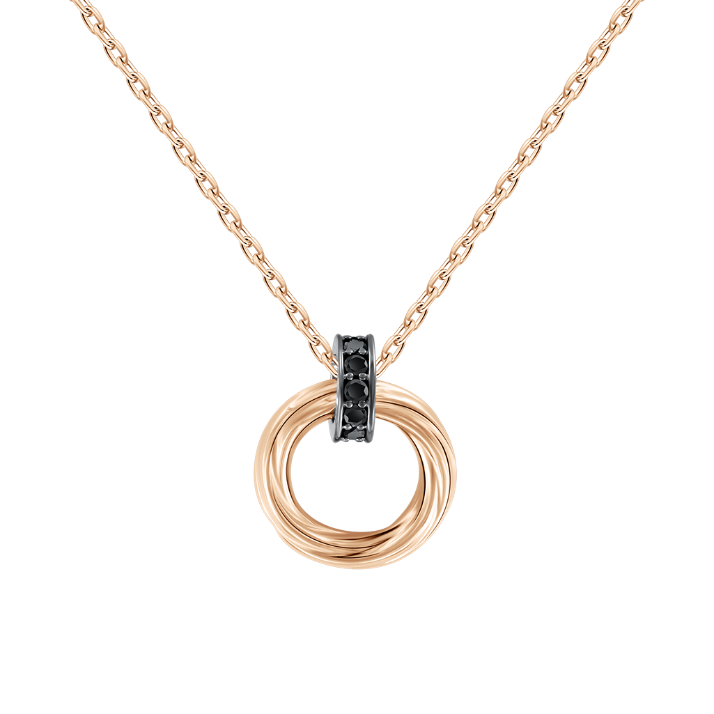 Kette mit Anhänger aus Rotgold 585 mit schwarzen Zirkonia