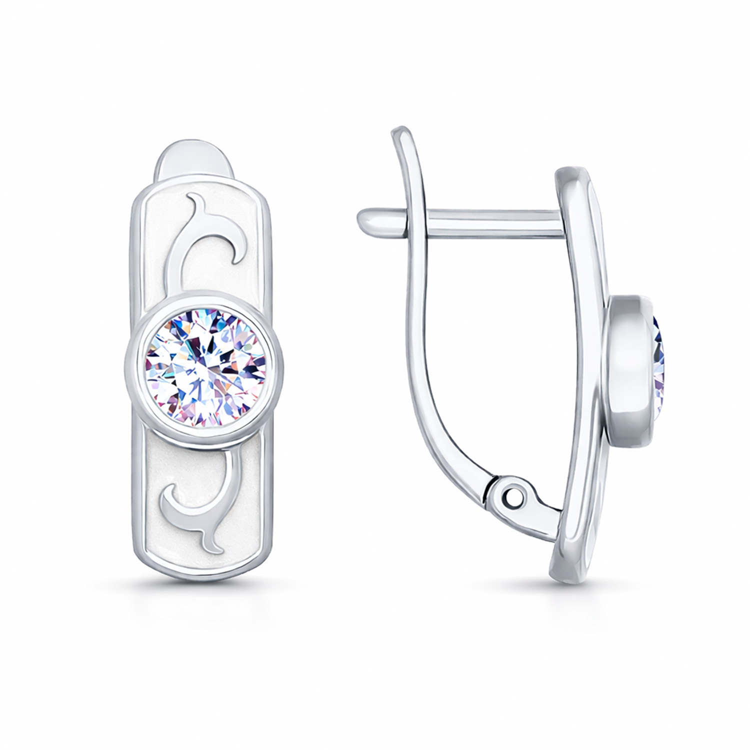 Sokolov Ohrringe aus 925 Silber mit Bergkristall und Emaille