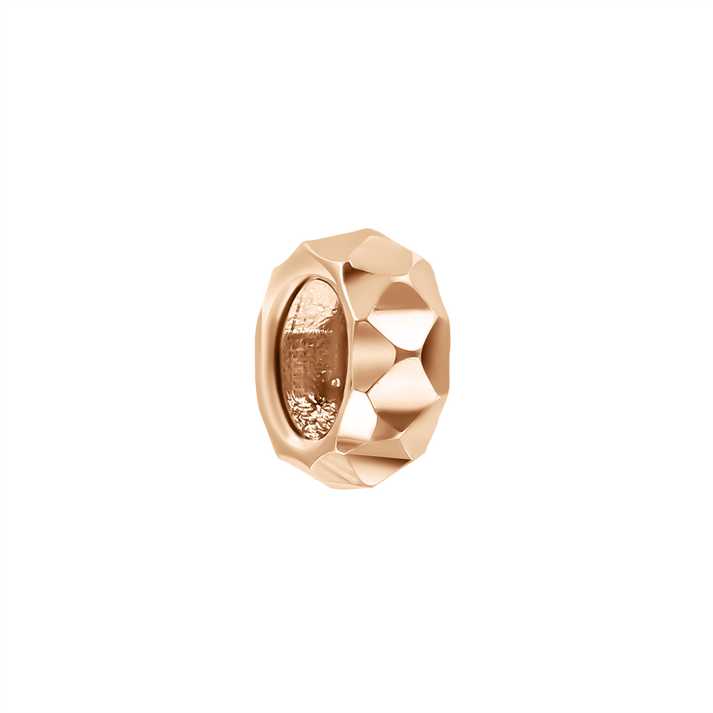 Moderner Bead-Anhänger aus Rotgold 585 mit facettierter Oberfläche, Ø ca. 8 mm