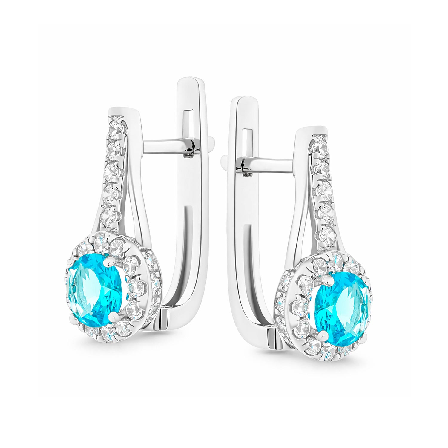 Sokolov Ohrringe aus 925 Silber mit Zirkonia und hellblauen Glaskristallen