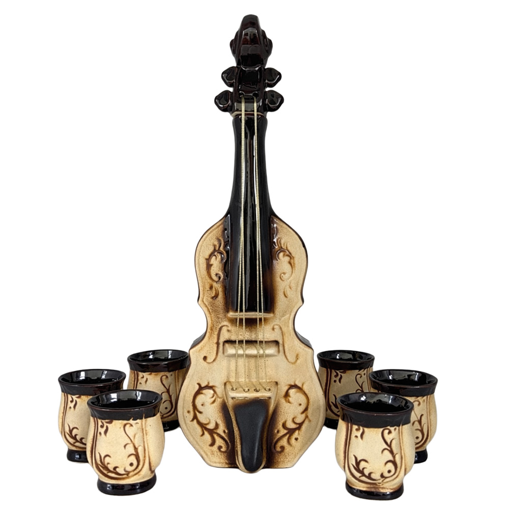 Keramik-Weinset Symphonie, Stauf 1  L (Höhe 42 cm) + 6 Schnapsgläser à 0,15  L