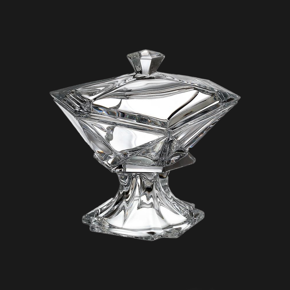 Bohemia Crystal Bonboniere auf Fuß mit Deckel ORIGAMI