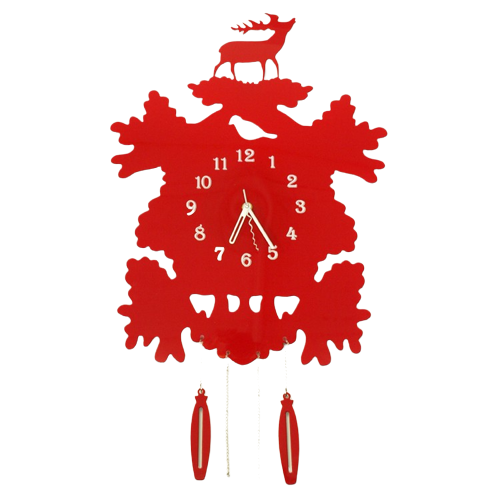 Wanduhr "Hirsch im Wald" rot, 40 x 40 cm