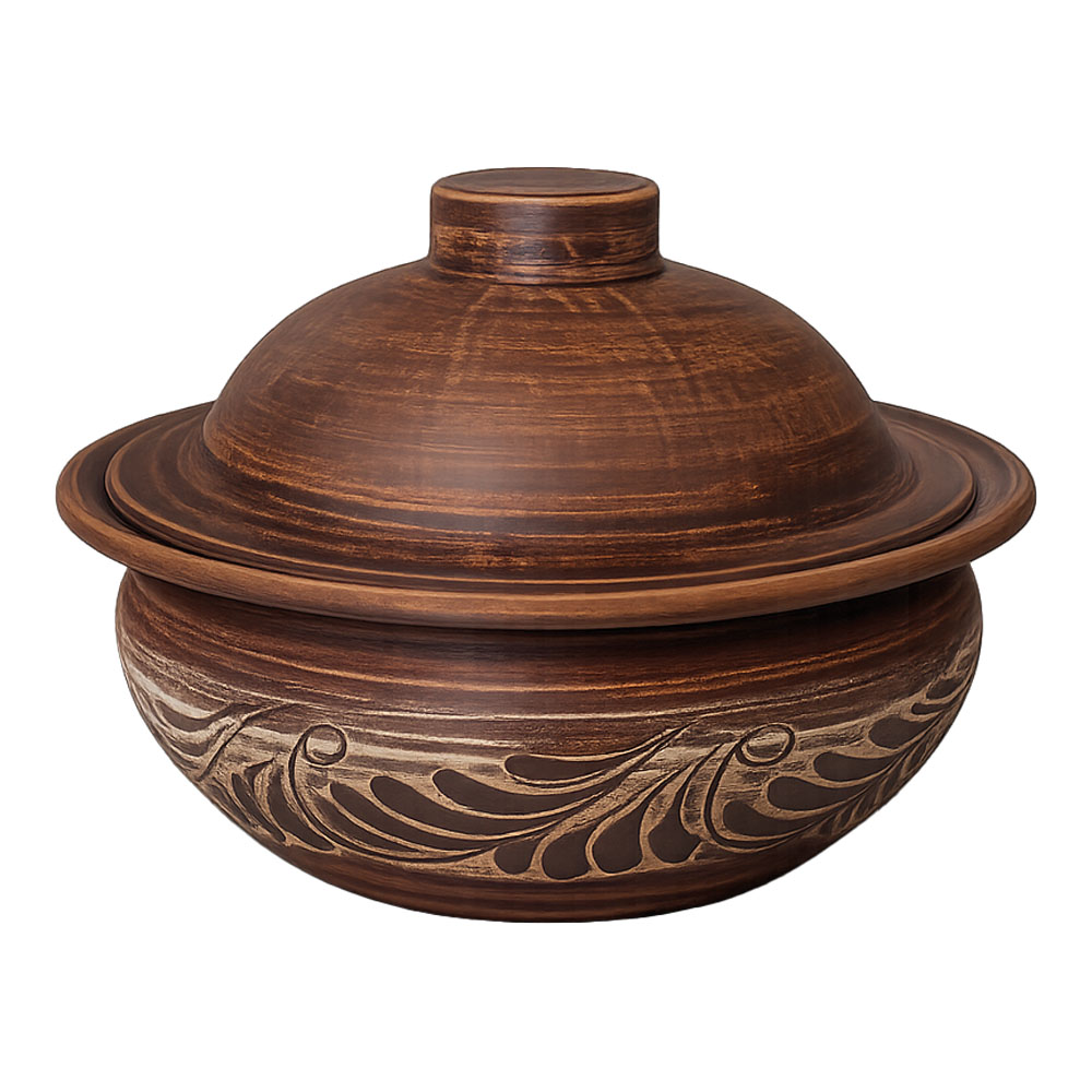 4er-Set Keramik-Topf aus Naturton mit Deckel (4 St. je 1,5 L)