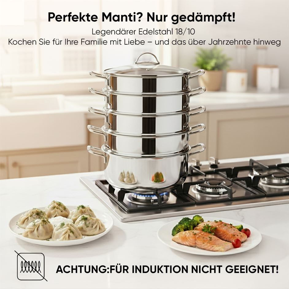 B-Ware BEM Dampfkocher 26 cm aus Edelstahl, 6-tlg.
