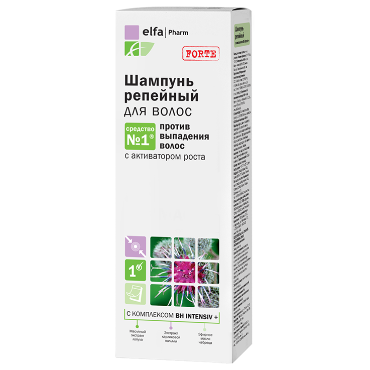 Elfa Pharm Forte Shampoo mit Klette gegen Haarausfall, 200 ml