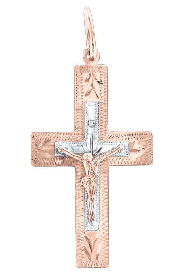 Anhänger – Kreuz, Rot-/Weißgold 585, Brillant 0,02 ct. WSI, Höhe ca. 44 mm