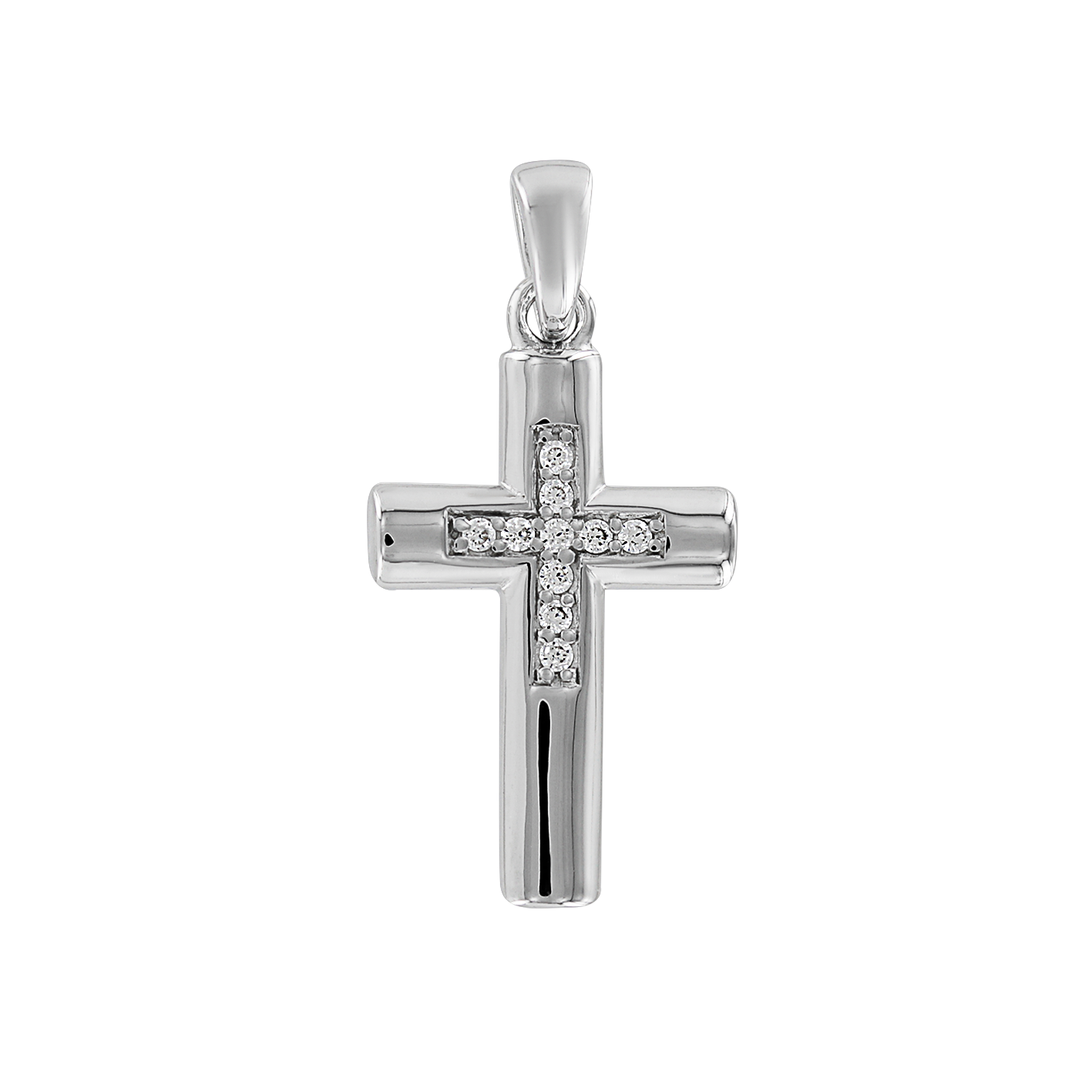 Attraktiver Anhänger Kreuz, Silber 925, mit 10 Zirkonia, Höhe ca. 24 mm