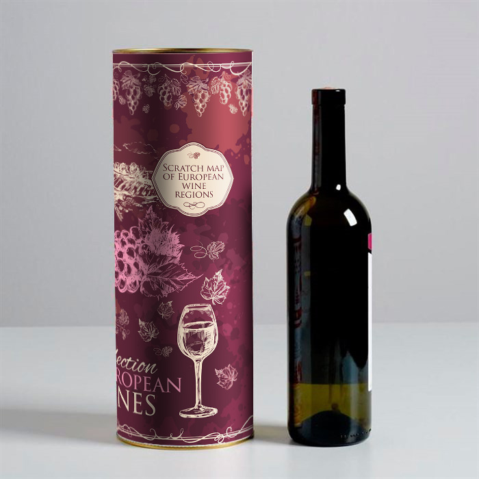 Rubbel-Karte "Weinregionen in Europa" in der Tube (42x30cm, Englisch)