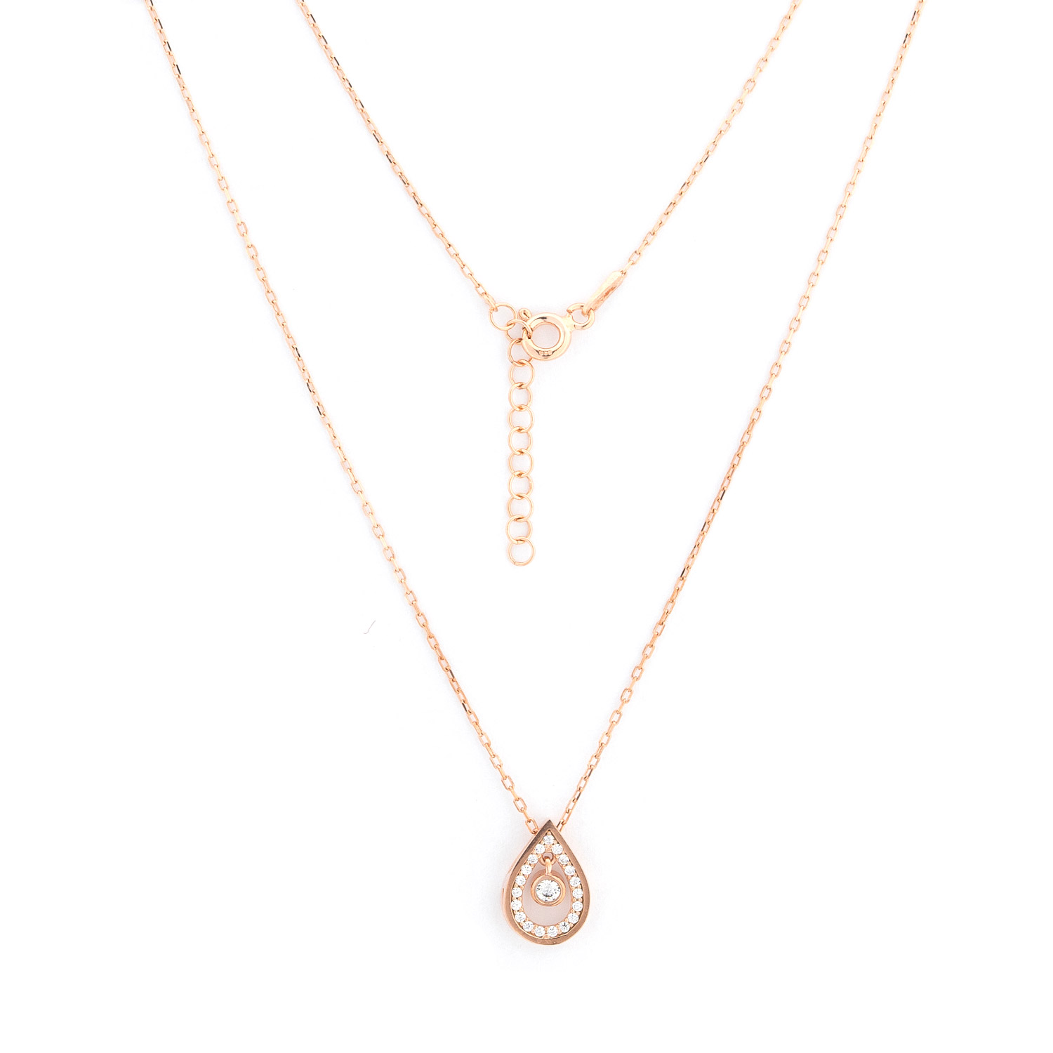 Collier aus 925 Silber mit einem Trofen-Anhänger mit Swarovski Zirkonia, vergoldet