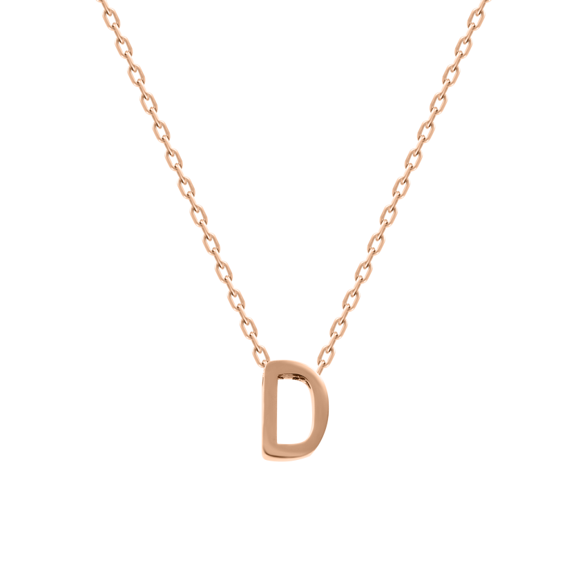 Kette mit Anhänger-Buchstabe "D", Rotgold 585, Anhänger ca. 8 mm, Kette ca. 43 cm