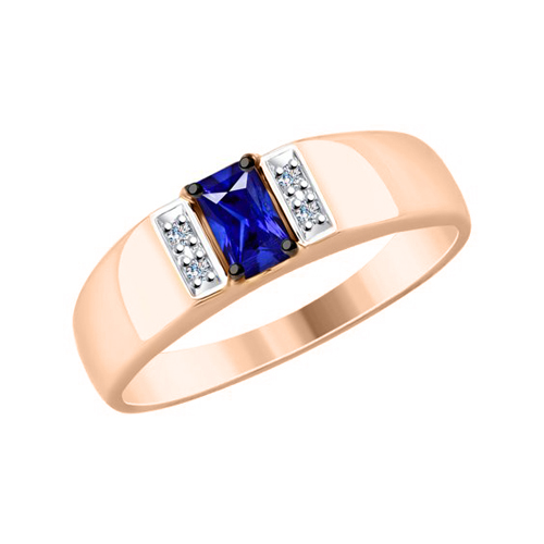ansprechender Damenring aus Rotgold 585, mit Saphir HTS - Größe 5x3 mm, und Brillanten 0,019 ct. WSI
