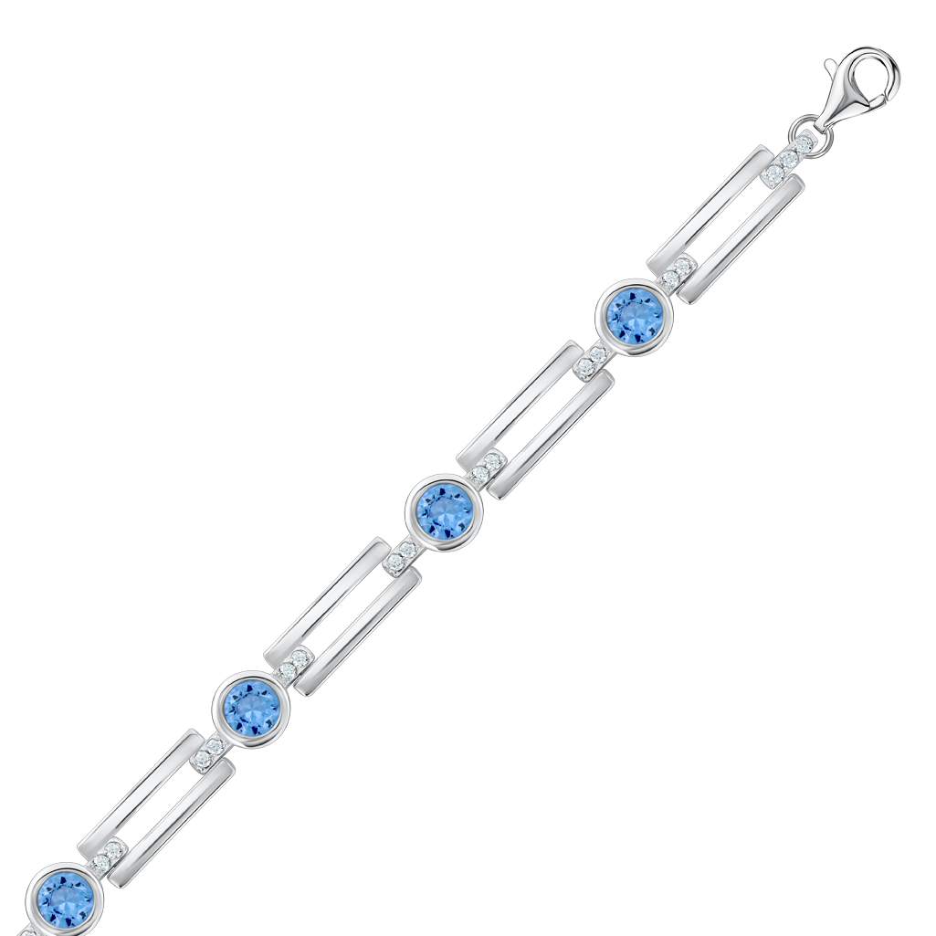 Elegantes Armband aus 925er Silber mit Zirkonia, Länge ca. 19 cm, Breite ca. 6 mm