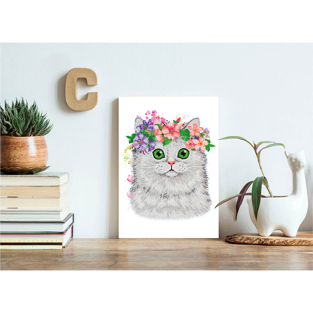 FREYA-Set: Diamond Painting "Katze" Diamantstickerei-Technik (40 x 30 cm)