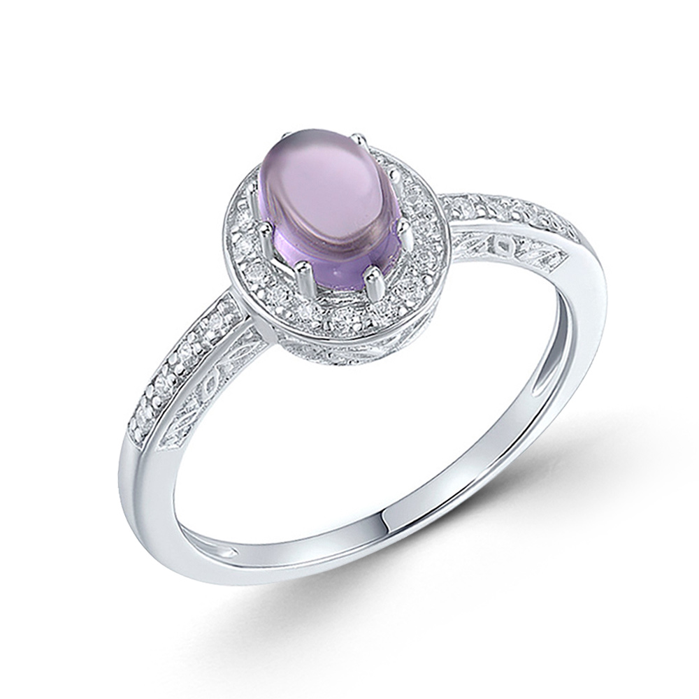 Sokolov Damenring aus 925 Silber mit lila Glaskristall und farblosen Zirkonia