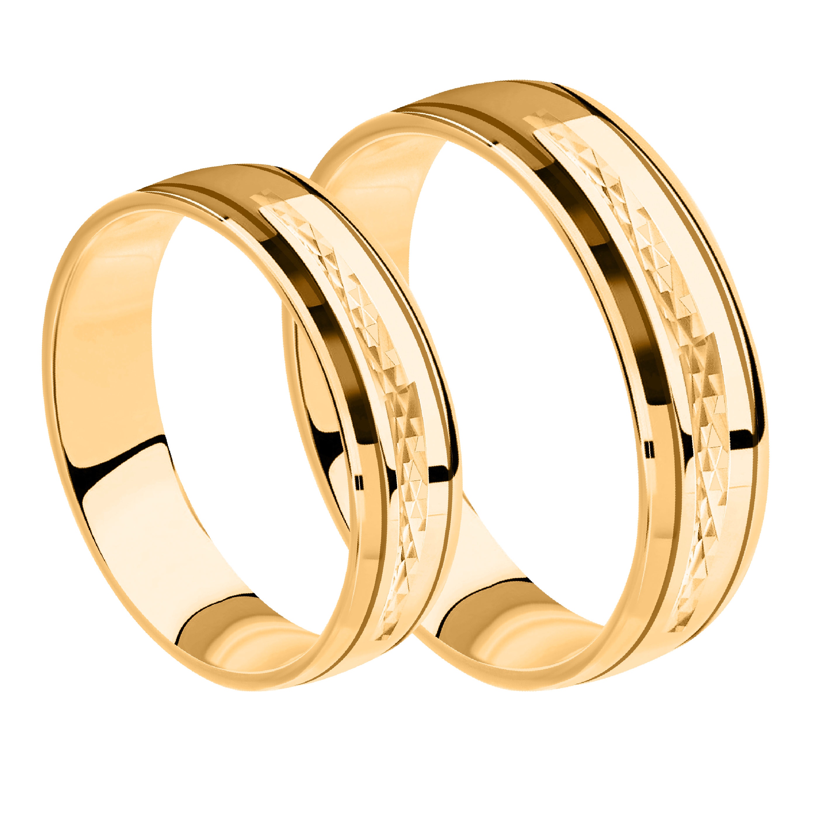 Trauring, Gelbgold 585, Oberfläche Hochglanz poliert, Breite ca. 5,0 mm. / Preis für je 1 Ring.