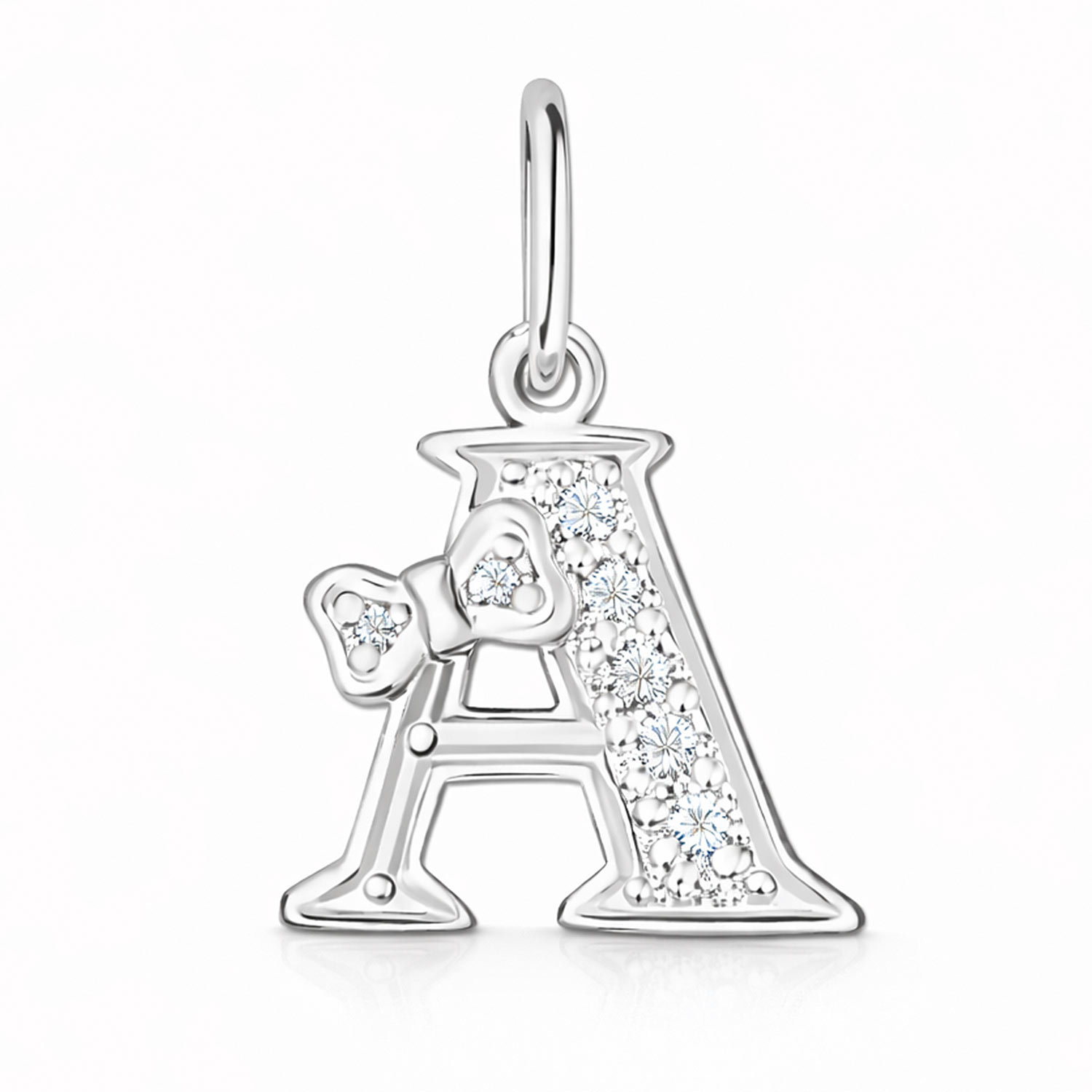 Anhänger in Form eines Buchstabens "A" aus 925 Silber, mit Zirkonia, Höhe ca. 17mm