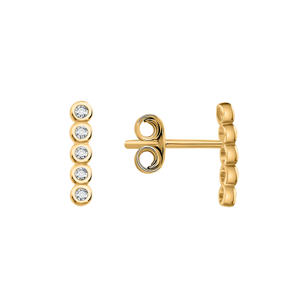 Attraktive Ohrstecker aus Gelbgold 585 mit Zirkonia in klarer Linienform