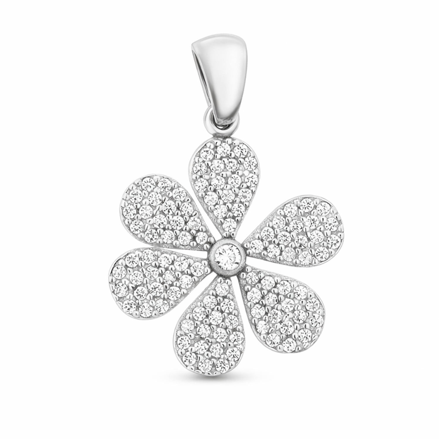 Anhänger aus 925 Silber mit Zirkonia in Blumenform + Silberkette als Geschenk