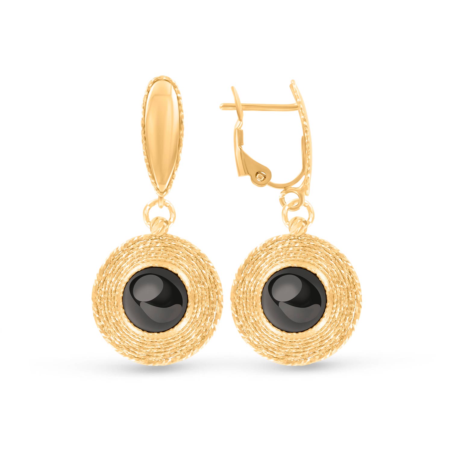 Wunderschöne Ohrhänger aus Gelbgold 585 mit schwarzem Onyx