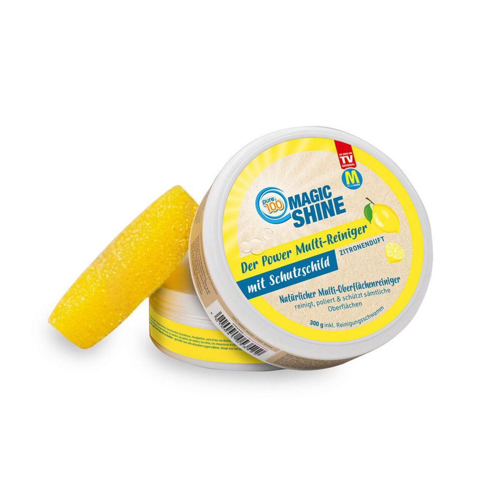 Pure100 MagicShine - Weiße Magie Mehrzweckreiniger, 300 g (inkl. Reinigungsschwamm) 1+1