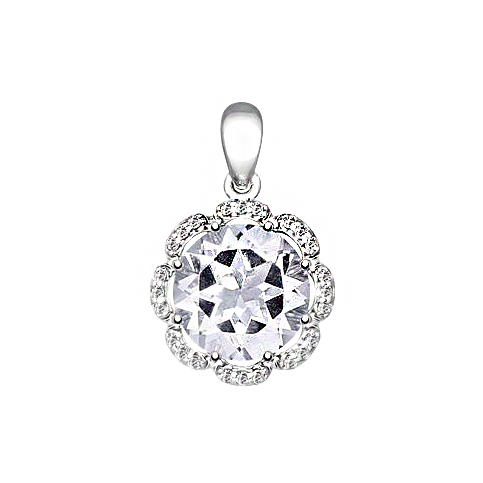 Wunderschöner Anhänger in Silber 925, mit Bergkristall - Durchmesser ca. 10 mm und Zirkonia, Höhe ca.20 mm