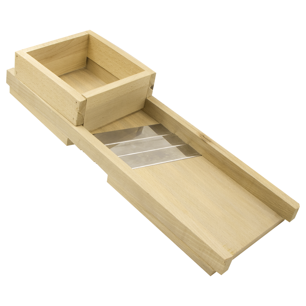 Reibe mit 3 Klingen, Holz, 18 x 50 cm