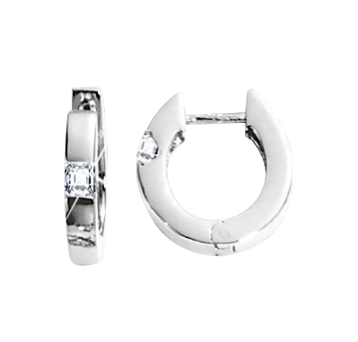 Creolen aus 925er Silber mit Zirkonia, Höhe ca. 14 mm