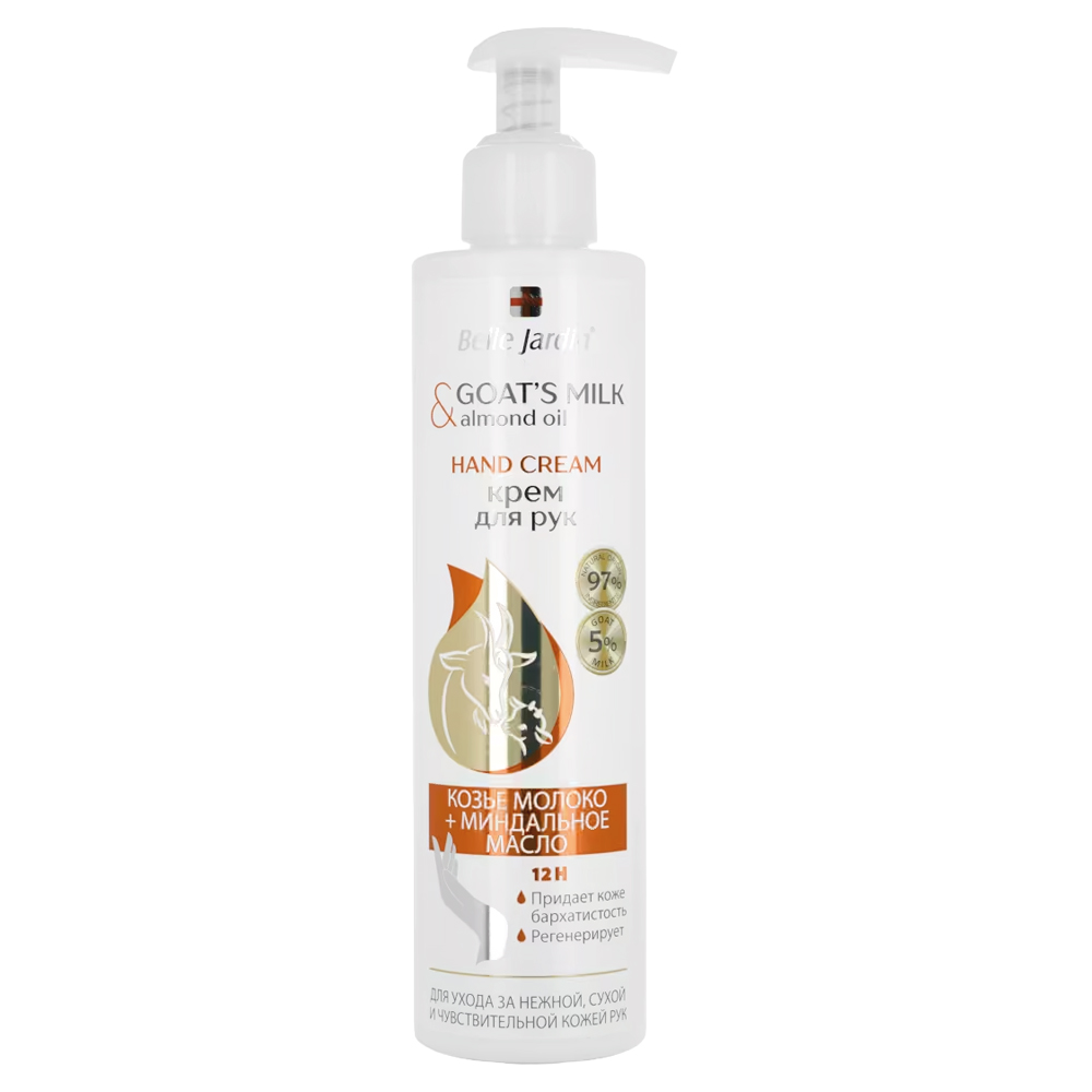 Belle Jardin Handcreme mit Ziegenmilch und Mandelöl, 250 ml