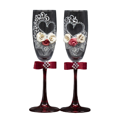 Geschenkset 2 Hochzeitsgläser rot