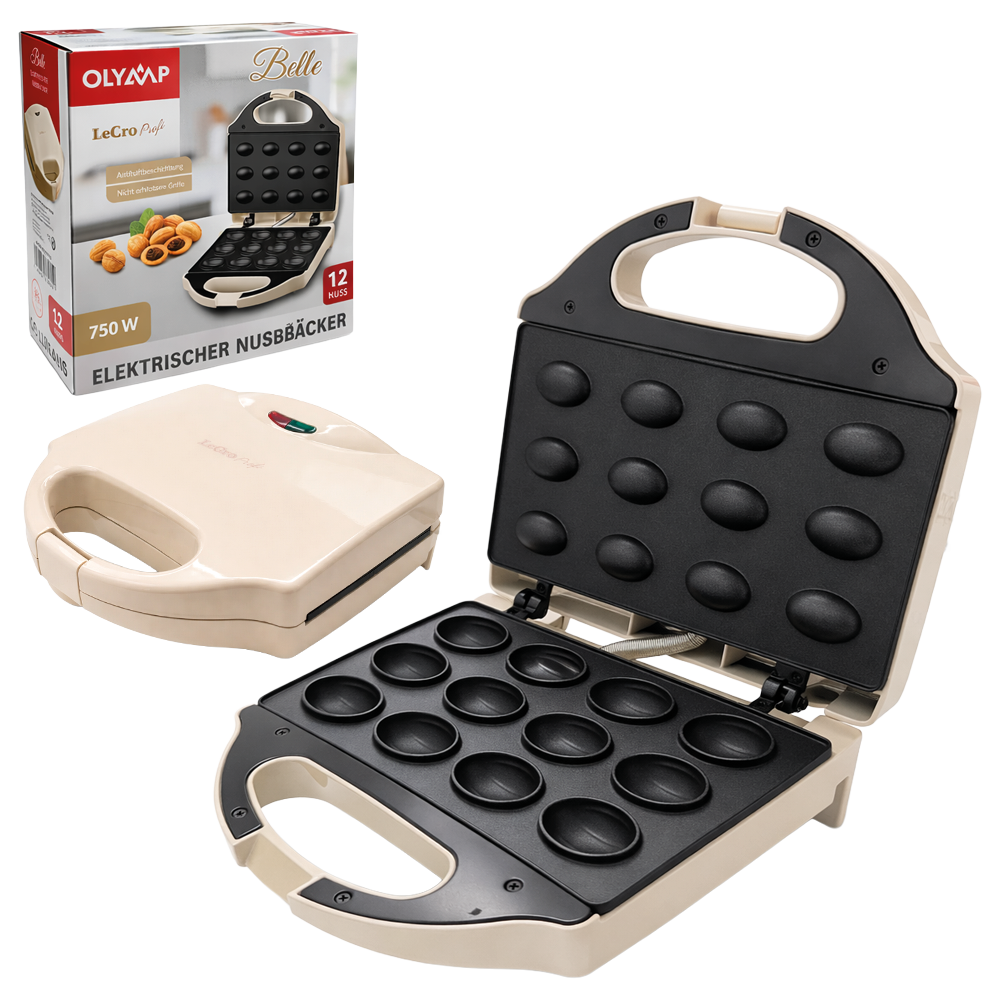 Elektrischer Backautomat Nussbäcker Belle – für 12 Nüsschen, 22.5 x 21.5 x 9.5 cm