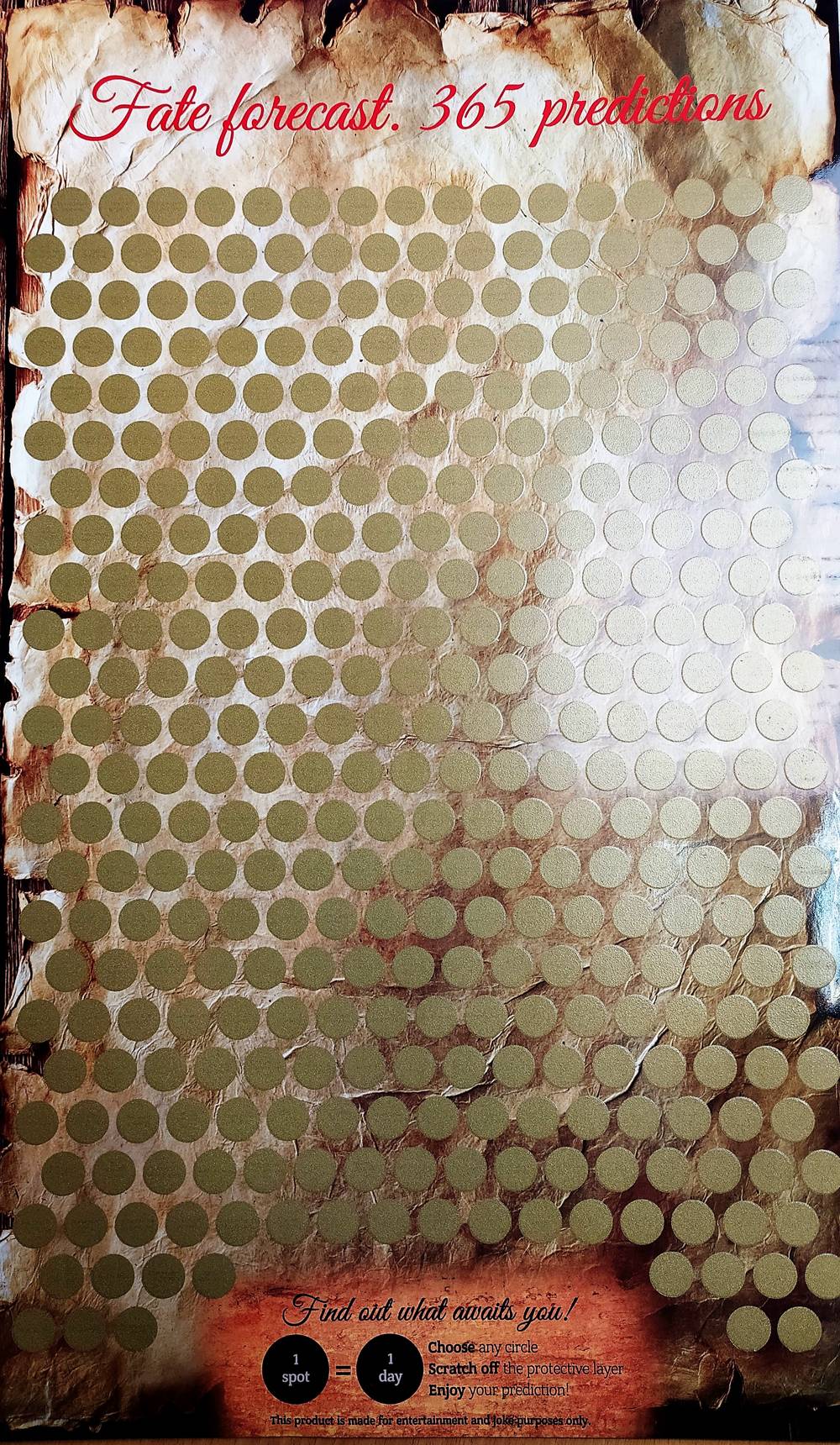 Rubbel-Poster "365 Glücksvorhersagen" in der Tube (50x30cm, Englisch)