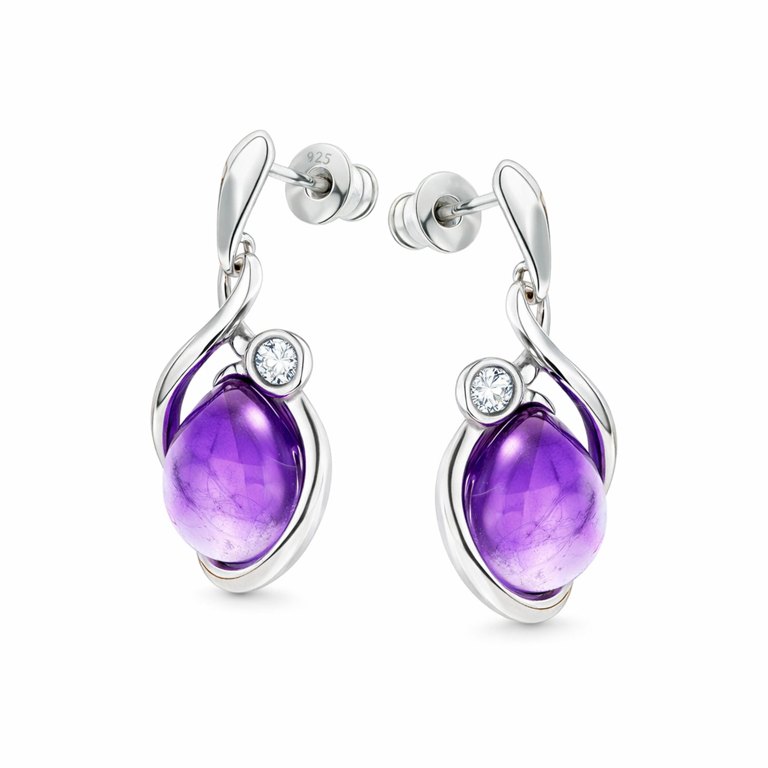 Ohrhänger aus 925 Silber mit Amethyst und Zirkonia