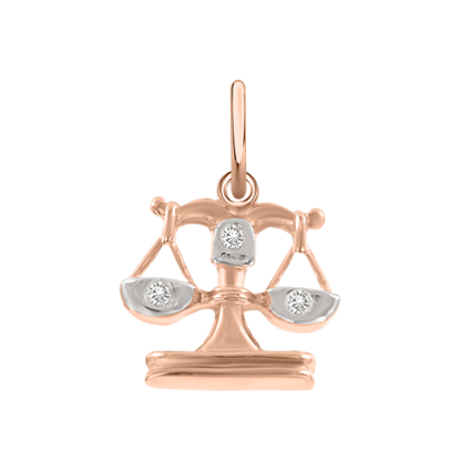 Anhänger, Rotgold 585, Zirkonia, Waage, Höhe ca. 22 mm, ca. 1,4 gr