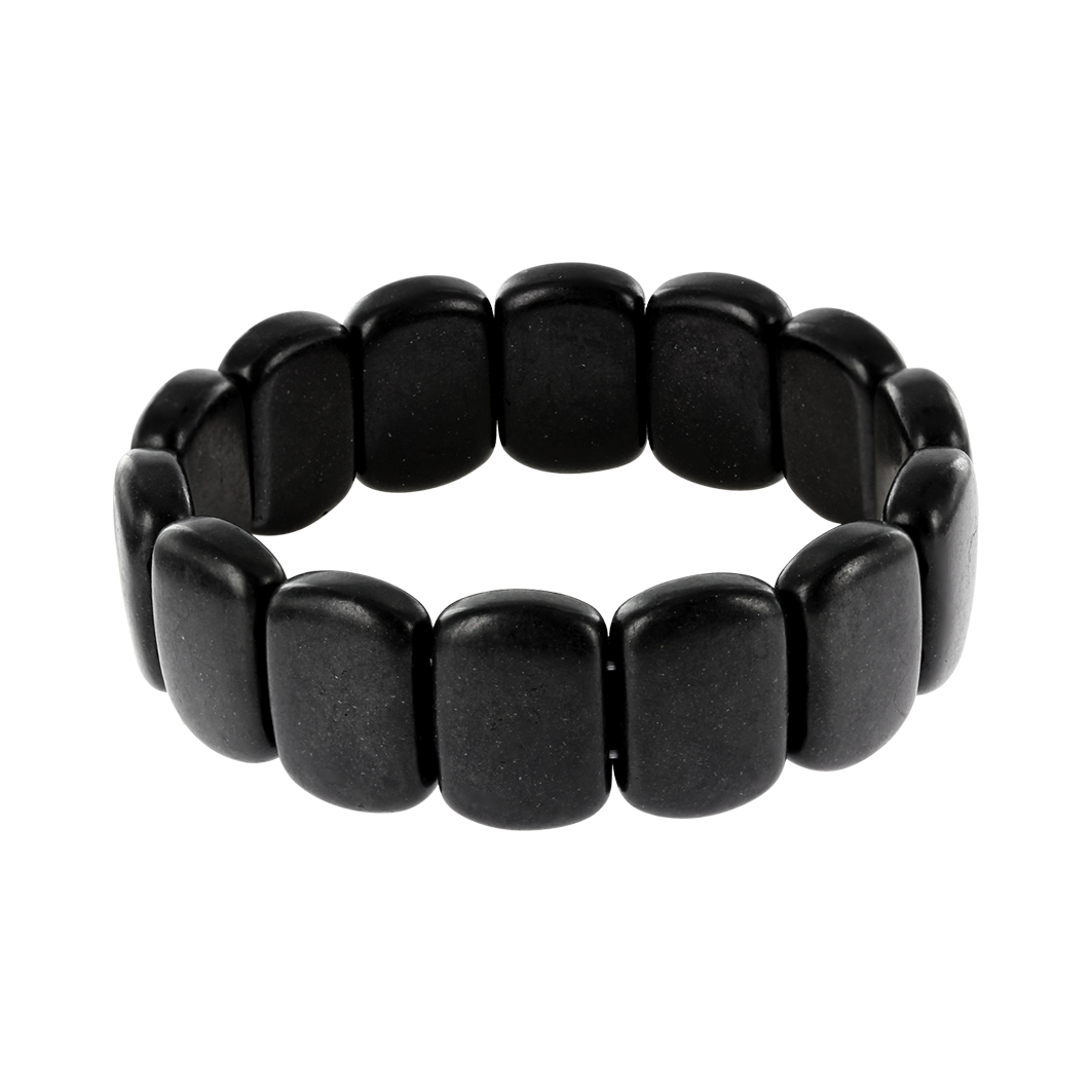 Einzigartiges Stretch-Armband mit schwarzen Nephrit Jade Bianshi, mattiert