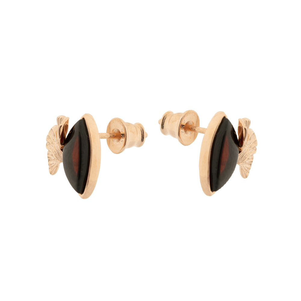 Set: Ohrstecker+Anhänger rotvergoldet aus 925 Silber mit Kirschbernstein