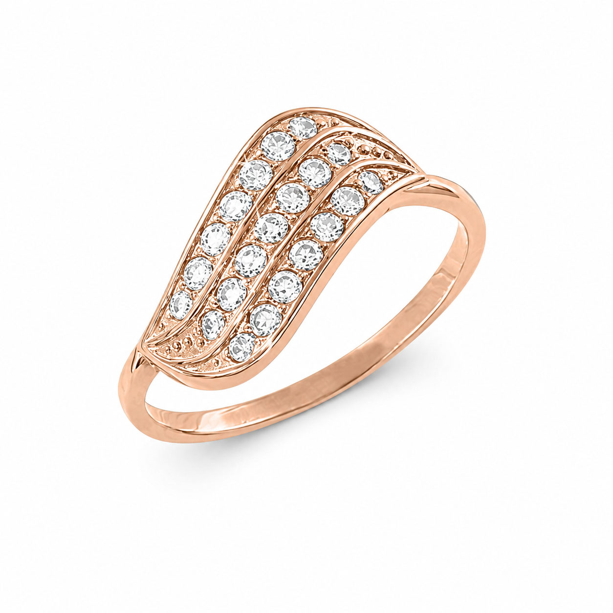 Ansprechender Damenring, Russisches Rotgold 585, mit Zirkonia