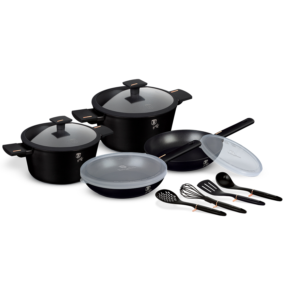 Berlinger Haus Monaco Collection 12-teiliges Kochgeschirr-Set (mattschwarz)