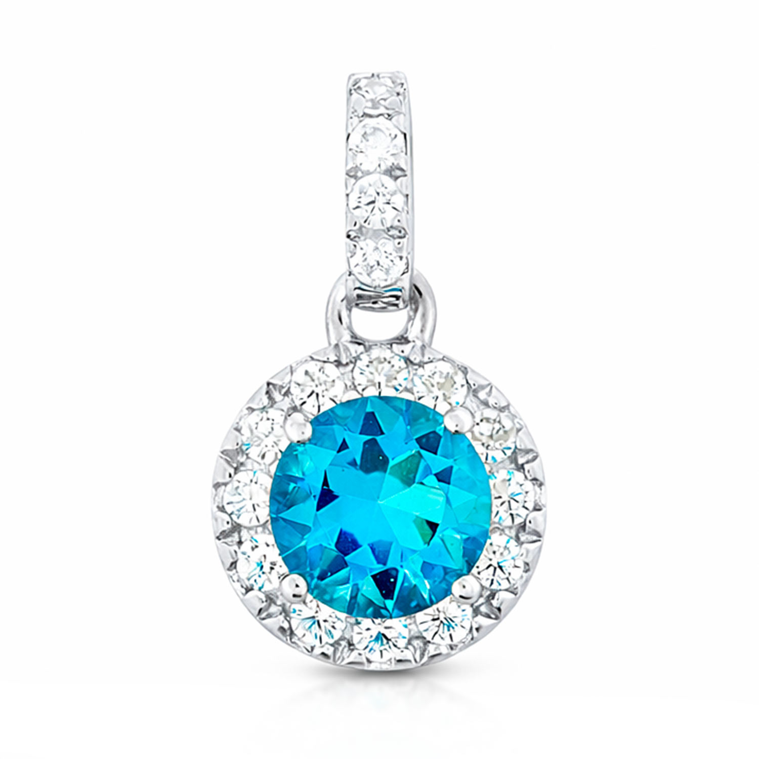 Sokolov Anhänger aus 925 Silber mit Zirkonia und hellblauem Glaskristall