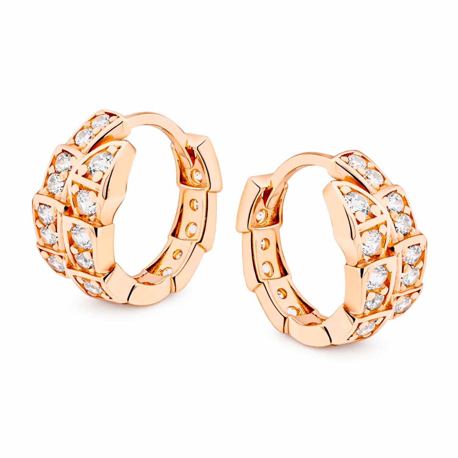 Ohrringe aus 585er Rotgold mit Zirkonia im extravaganten Design