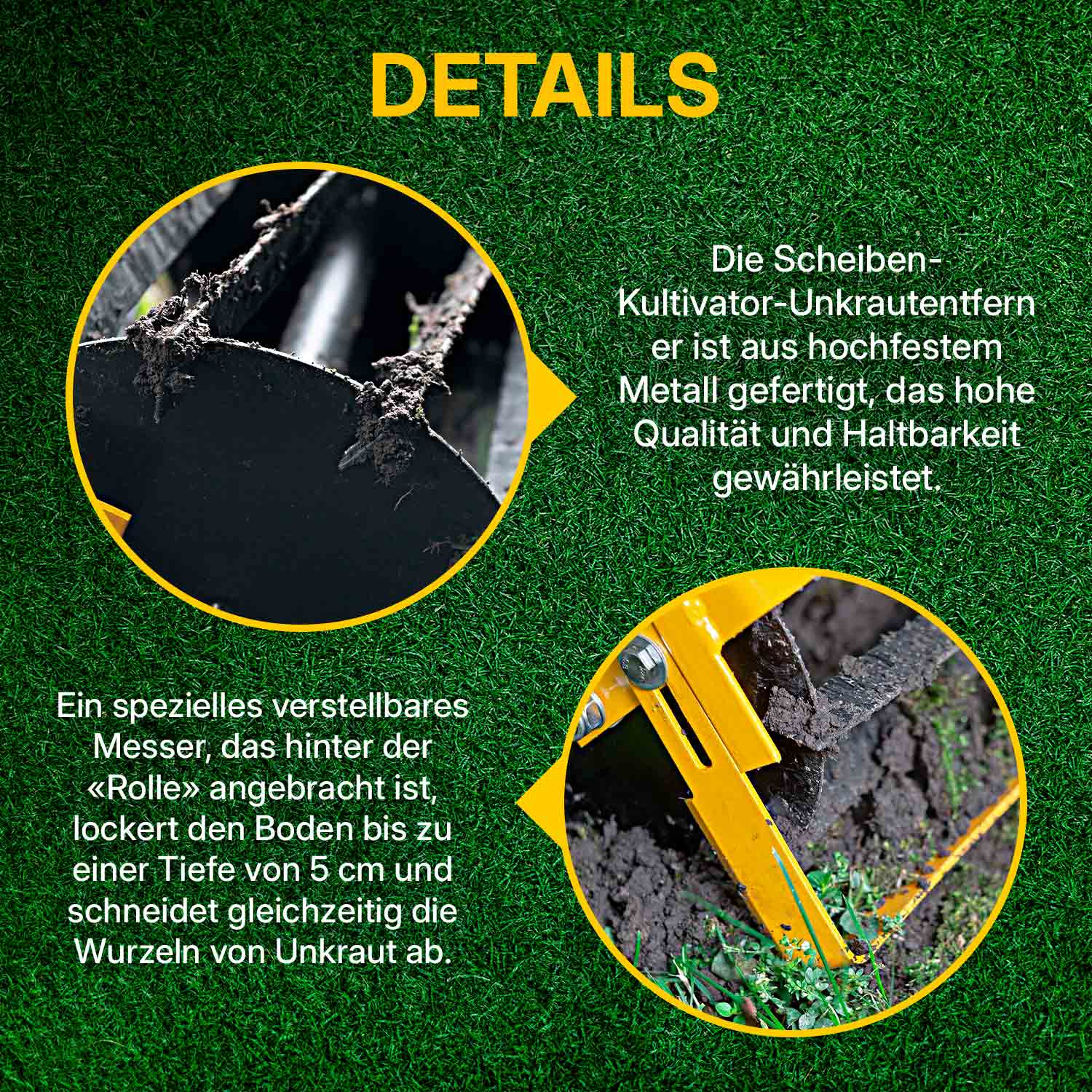 TORNADICA Bodenfräse-Handkultivator für Garten und Gewächshaus