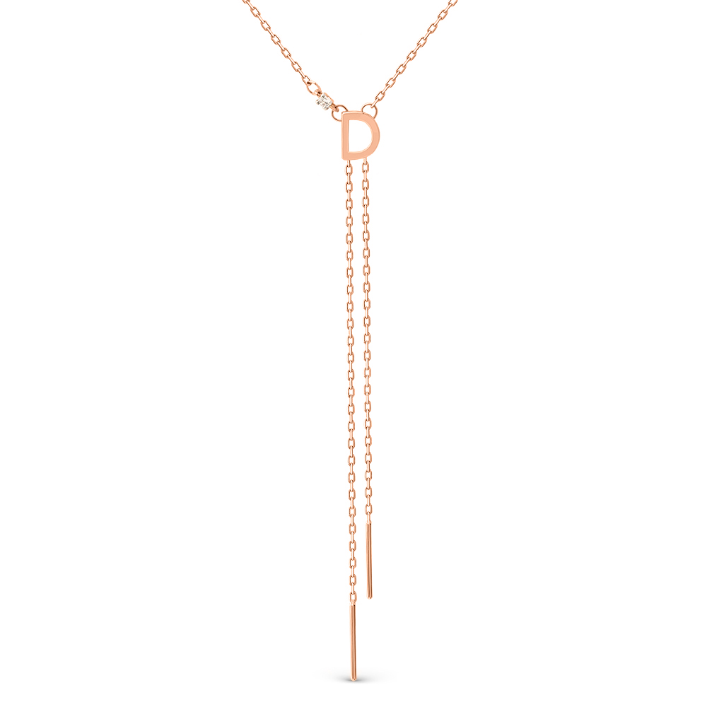 Collier aus Rotgold 585 mit Buchstabenanhänger „D“ und Zirkonia