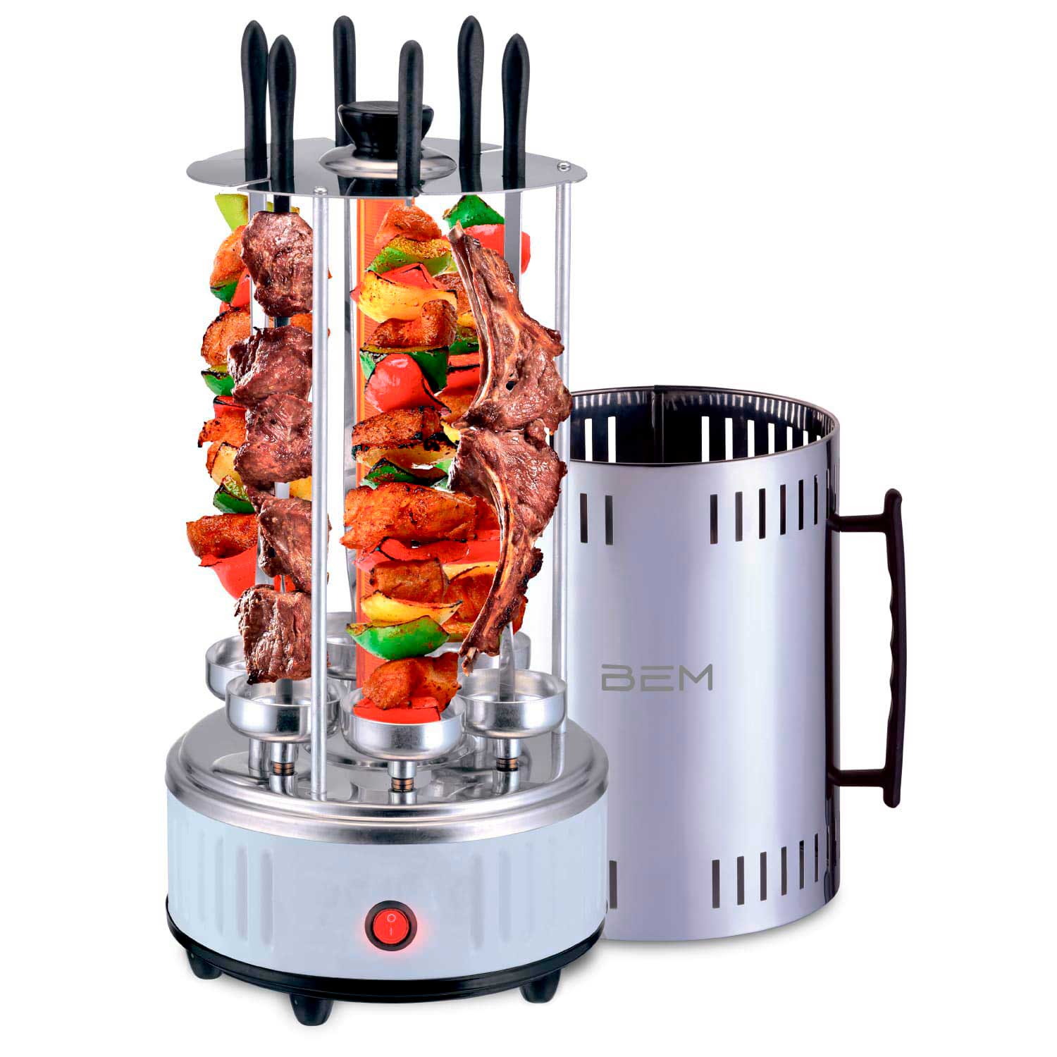 BEM Neo Tischgrill, Schaschlikgrill als Standgrill und Elektrogrill inkl. 12 Spieße
