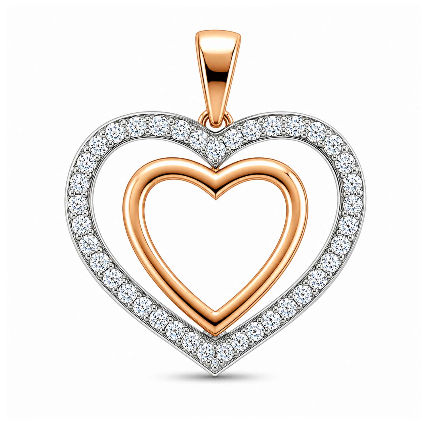 Herz-Anhänger aus 585 Rotgold mit Zirkonia
