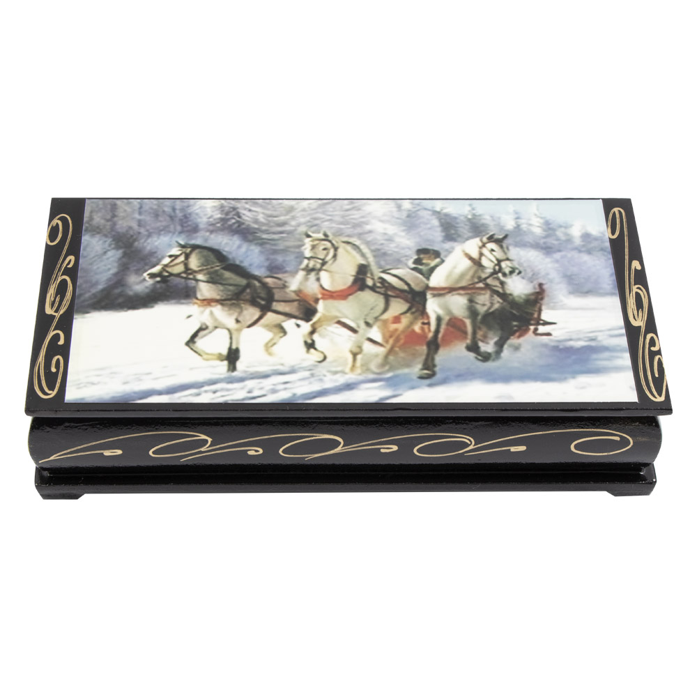 Schatulle für Kleinigkeiten "Winterliches Pferde-Trio", ca. 17,5 x 3,5 x 8,5 cm