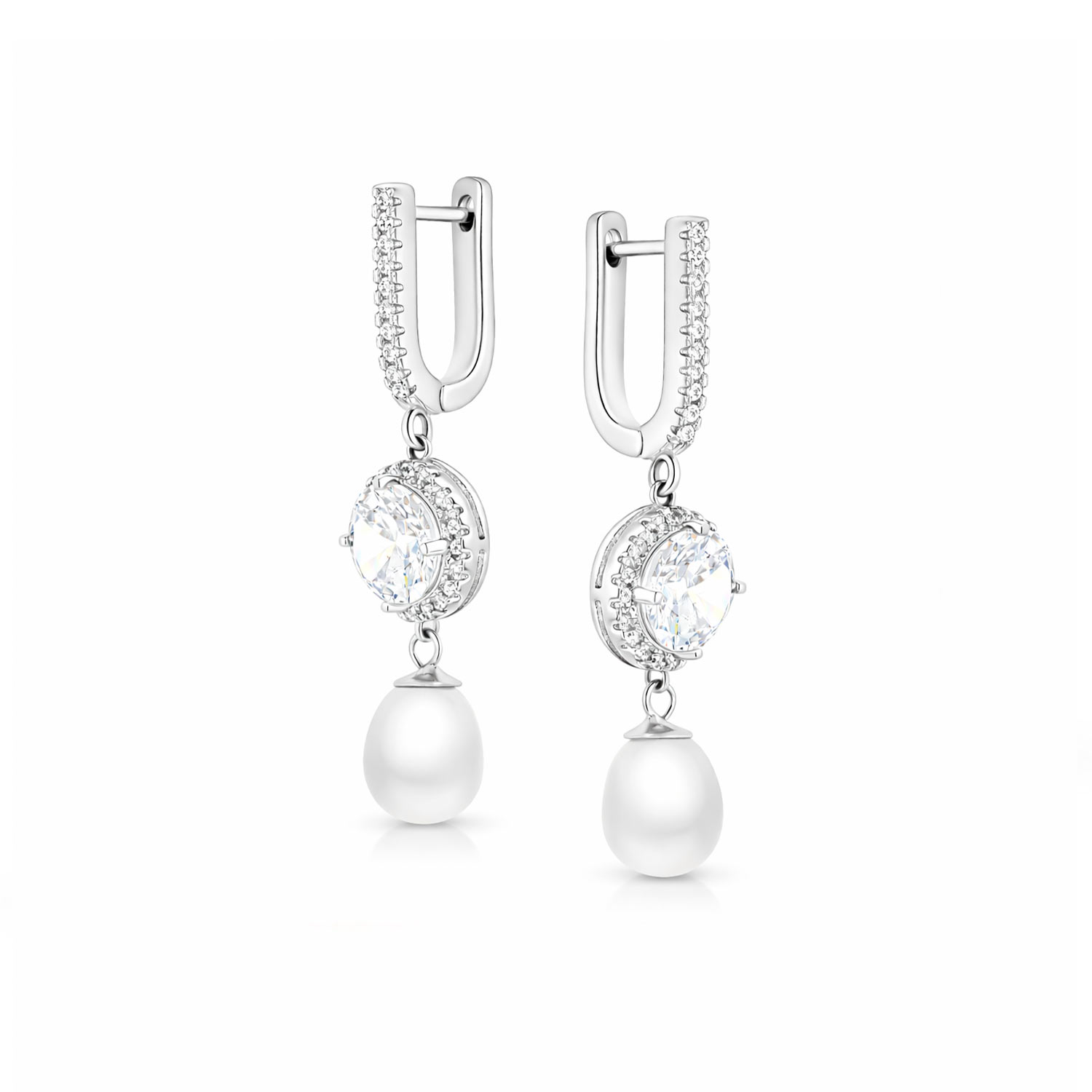 Ohrhänger aus 925 Silber mit Zirkonia und Perle